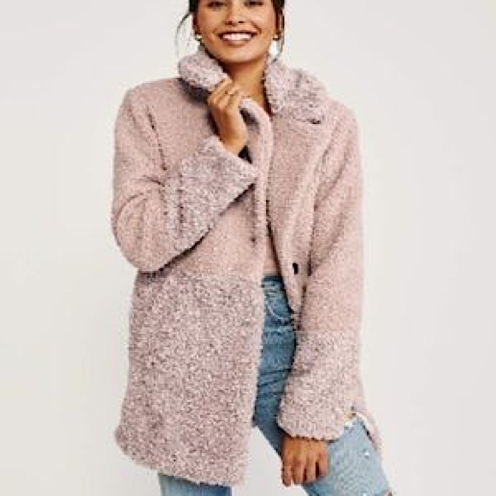 Abercrombie Mixed Teddy Coat Light Pink
